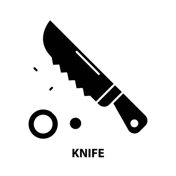 Icono de símbolo de cuchillo, signo de vector negro con movimientos editables, ilustración de concepto — Vector de stock