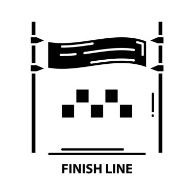 bitiş çizgisi simgesi, düzenlenebilir vuruşlarla siyah vektör işareti, konsept illüstrasyon