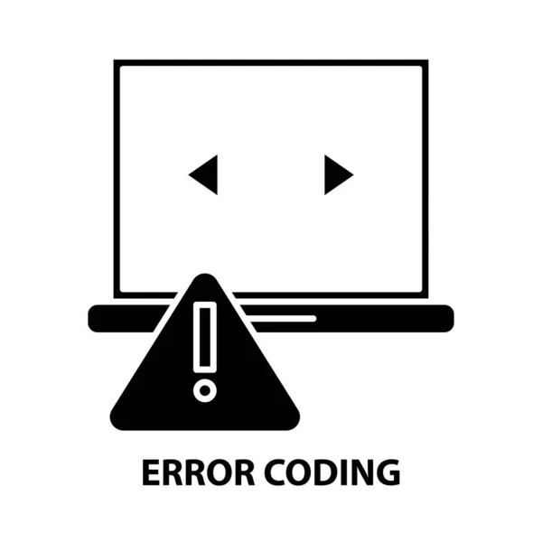 Chyba kódování ikona, černý vektorový znak s upravitelnými tahy, koncept ilustrace — Stockový vektor
