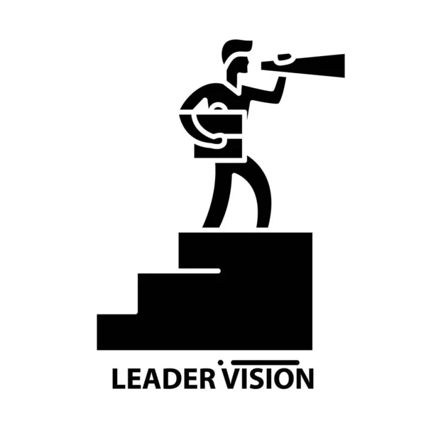 Icône de vision de leader, signe vectoriel noir avec traits modifiables, illustration de concept — Image vectorielle