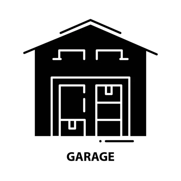 Ícone de garagem, sinal de vetor preto com traços editáveis, ilustração conceito — Vetor de Stock