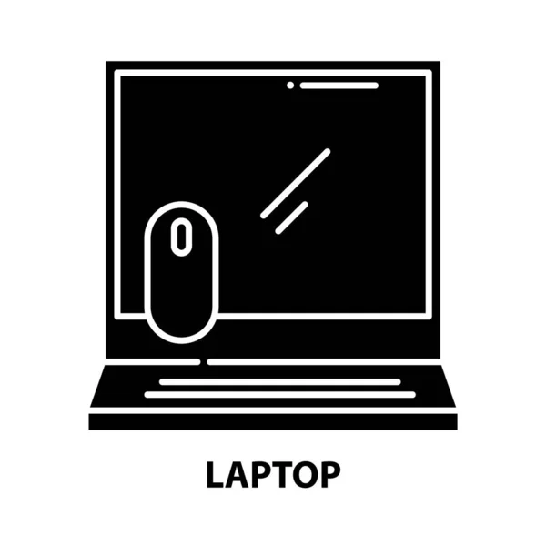 Laptop ikon, sort vektor tegn med redigerbare streger, koncept illustration – Stock-vektor