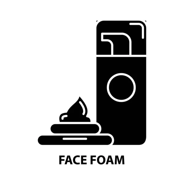 Gesichtsschaum-Symbol, schwarzes Vektorschild mit editierbaren Strichen, Konzeptillustration — Stockvektor