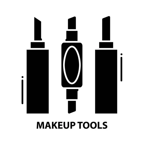 Icono de herramientas de maquillaje, signo de vector negro con trazos editables, ilustración de concepto — Vector de stock