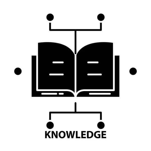 知识图标,带有可编辑笔划的黑色矢量符号,概念说明 — 图库矢量图片