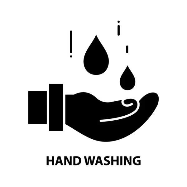 Ikona symbolu mycia rąk, czarny znak wektora z edytowalnymi pociągnięciami, ilustracja koncepcyjna — Wektor stockowy