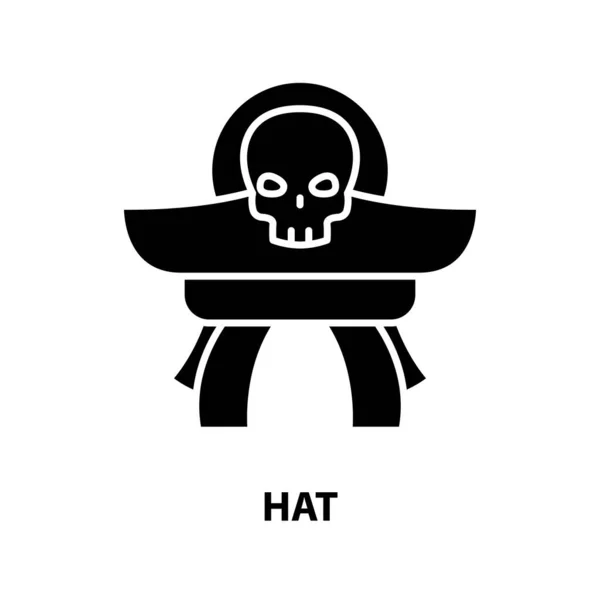 Ikona kapelusza, czarny znak wektora z edytowalnymi pociągnięciami, ilustracja koncepcyjna — Wektor stockowy