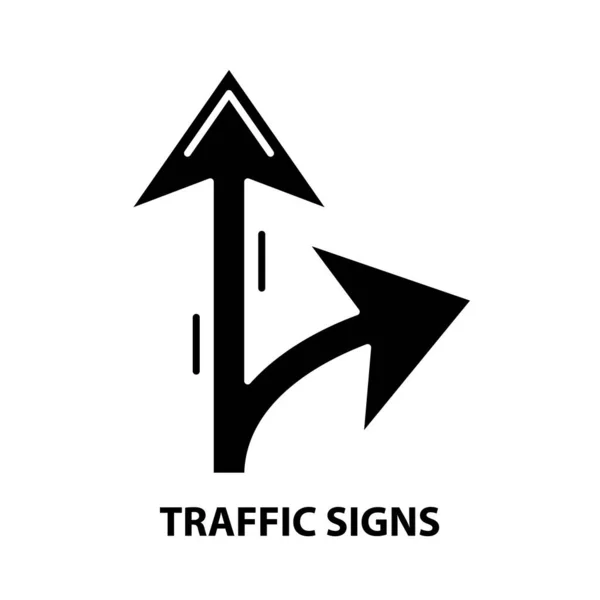Ícone de sinais de tráfego, sinal vetorial preto com traços editáveis, ilustração conceito —  Vetores de Stock