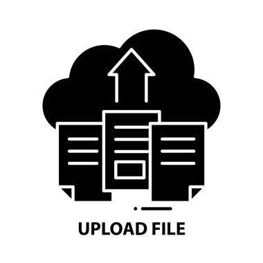 dosya simgesi yükle, düzenlenebilir vuruşlara sahip siyah vektör işareti, konsept illüstrasyon
