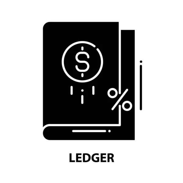 Grootboek symbool pictogram, zwarte vector teken met bewerkbare slagen, concept illustratie — Stockvector