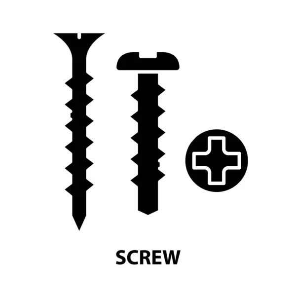 Schraubensymbol, schwarzes Vektorzeichen mit editierbaren Strichen, Konzeptillustration — Stockvektor