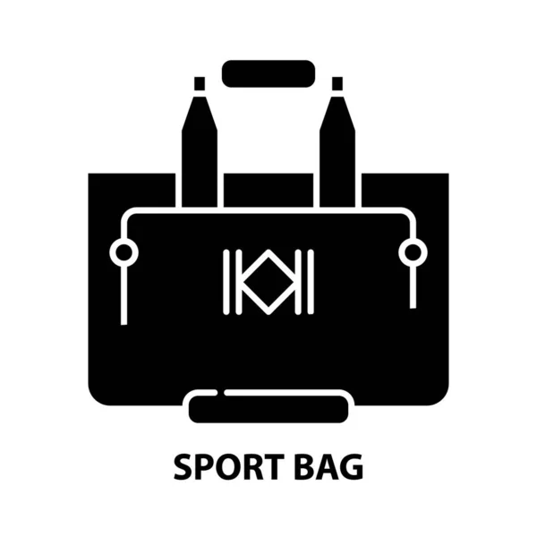Sportväska ikon, svart vektor tecken med redigerbara drag, koncept illustration — Stock vektor