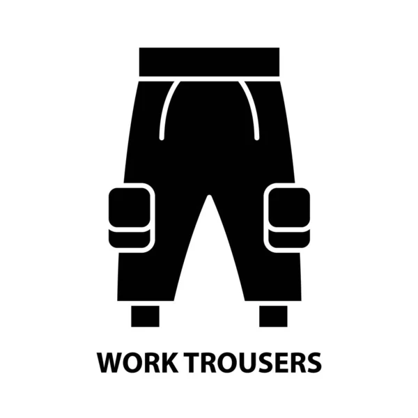 Icono de pantalones de trabajo, signo de vector negro con trazos editables, ilustración de concepto — Vector de stock