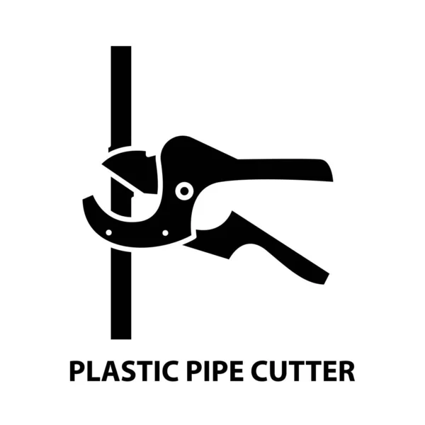 Icono de símbolo de cortador de tubo de plástico, signo de vector negro con trazos editables, ilustración de concepto — Vector de stock
