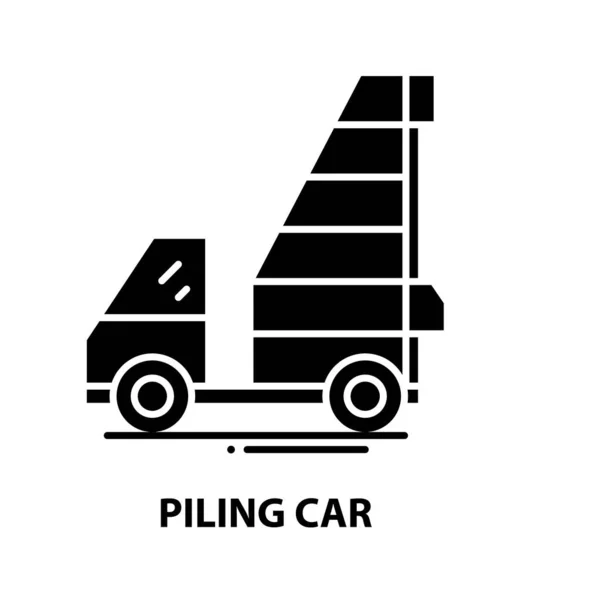 Układanie ikony samochodu, czarny znak wektora z edytowalnymi pociągnięciami, ilustracja koncepcyjna — Wektor stockowy
