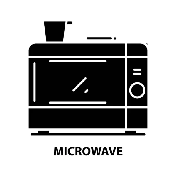 Icône micro-ondes, signe vectoriel noir avec touches modifiables, illustration de concept — Image vectorielle