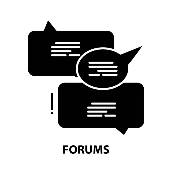 Forums symbool pictogram, zwarte vector teken met bewerkbare slagen, concept illustratie — Stockvector