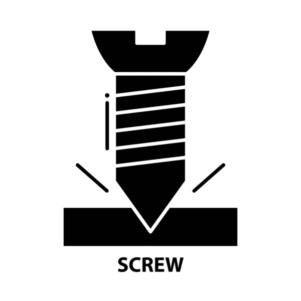 Icono de símbolo de tornillo, signo de vector negro con trazos editables, ilustración de concepto — Archivo Imágenes Vectoriales