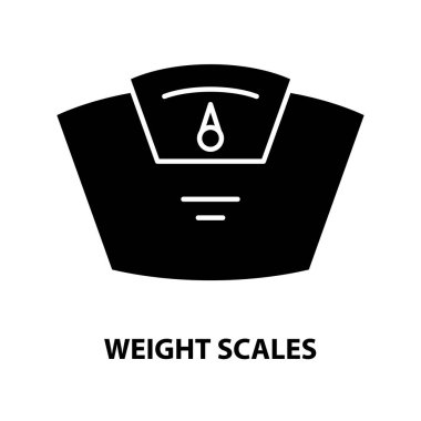 ağırlık ölçekleri simgesi, düzenlenebilir vuruşlarla siyah vektör işareti, konsept illüstrasyon