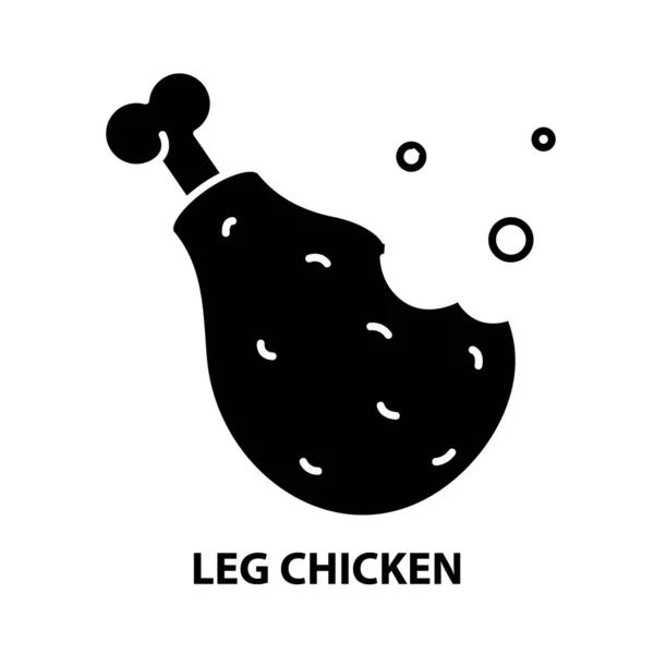 Ikona kurczaka nogi, czarny znak wektor z edytowalnych pociągnięć, ilustracja koncepcja — Wektor stockowy
