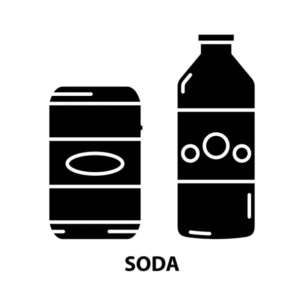 Ikon soda, tanda vektor hitam dengan goresan yang dapat disunting, gambar konsep - Stok Vektor