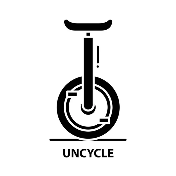 Ícone uncycle, sinal de vetor preto com traços editáveis, ilustração conceito — Vetor de Stock