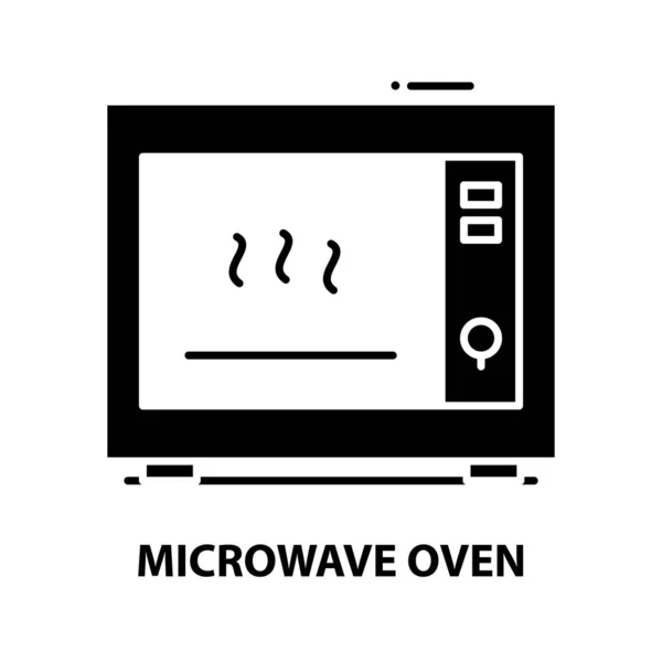Icône four micro-ondes, panneau vectoriel noir avec touches modifiables, illustration de concept — Image vectorielle