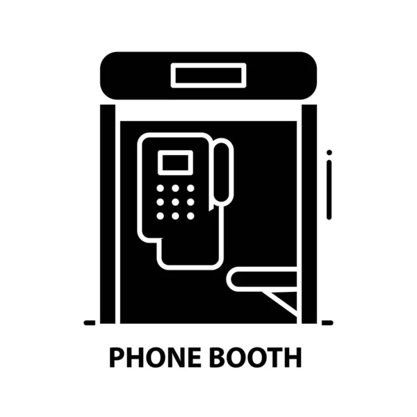 Icône de cabine téléphonique, panneau vectoriel noir avec touches modifiables, illustration de concept — Image vectorielle