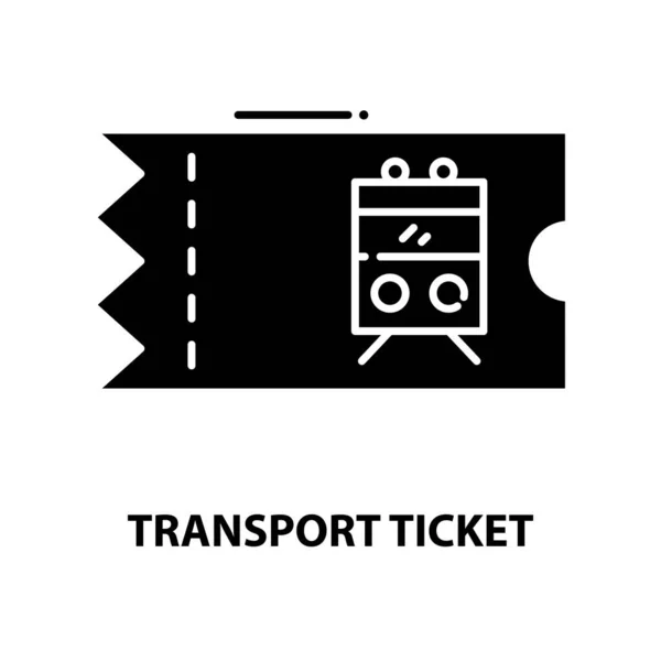 Icona del biglietto di trasporto, segno vettoriale nero con tratti modificabili, illustrazione concettuale — Vettoriale Stock