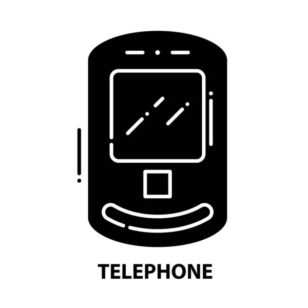 Telefon-Symbol, schwarzes Vektorschild mit editierbaren Strichen, Konzeptillustration — Stockvektor