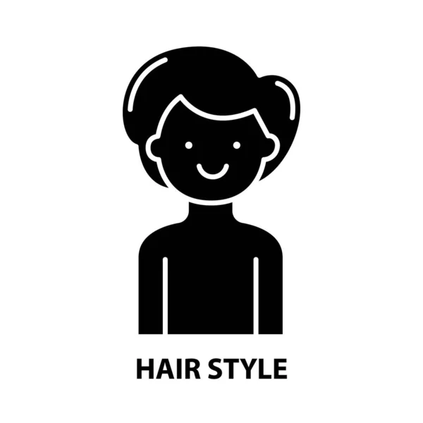 Ícone de símbolo de estilo de cabelo, sinal de vetor preto com traços editáveis, ilustração conceito — Vetor de Stock