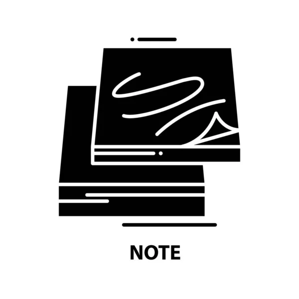 Note 심볼 아이콘, 검정 vector sign with editable stroke, concept illustration — 스톡 벡터