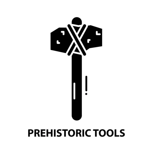 Prehistoryczna ikona narzędzi, czarny znak wektora z edytowalnymi pociągnięciami, ilustracja koncepcyjna — Wektor stockowy