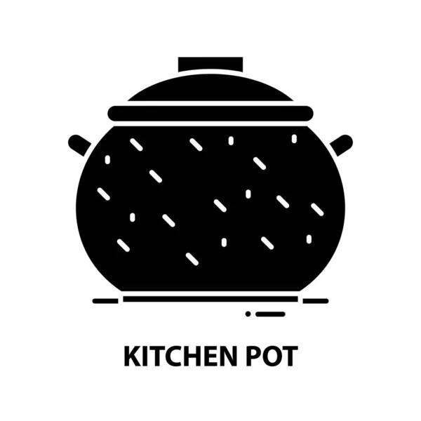 Icono de olla de cocina, signo de vector negro con trazos editables, ilustración de concepto — Vector de stock
