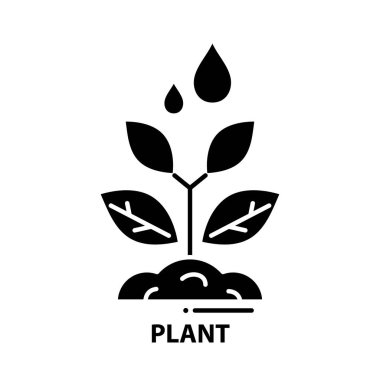 bitki simgesi, düzenlenebilir vuruşlarla siyah vektör işareti, konsept illüstrasyon