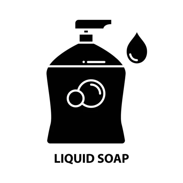 Ikona mydła w płynie, czarny znak wektora z edytowalnymi pociągnięciami, ilustracja koncepcyjna — Wektor stockowy
