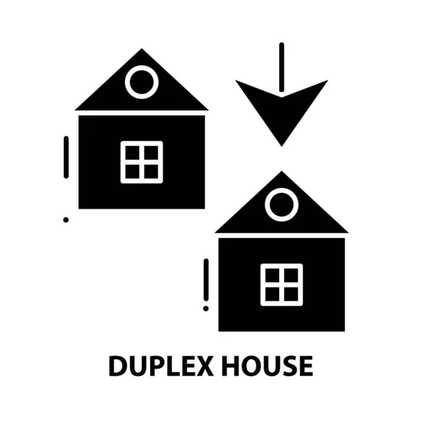 Icono de la casa dúplex, signo de vector negro con movimientos editables, ilustración de concepto — Archivo Imágenes Vectoriales