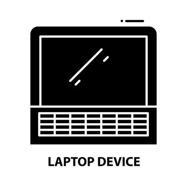 Значок ноутбука, чорний векторний знак зі зміненими штрихами, концептуальна ілюстрація — стоковий вектор