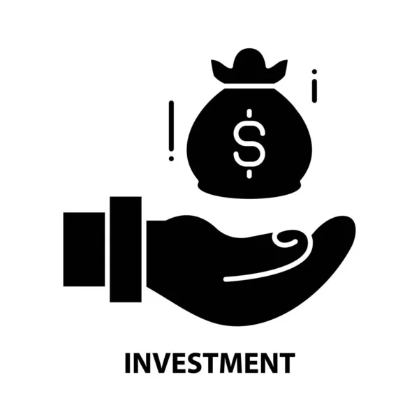 Icono de inversiones, signo de vector negro con trazos editables, ilustración de concepto — Vector de stock