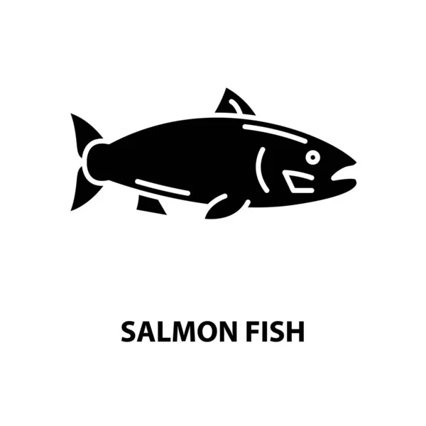 Icono de pez salmón, signo de vector negro con trazos editables, ilustración conceptual — Vector de stock