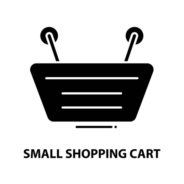 Malá ikona nákupního košíku, černá vektorová značka s upravitelnými tahy, koncept ilustrace — Stockový vektor