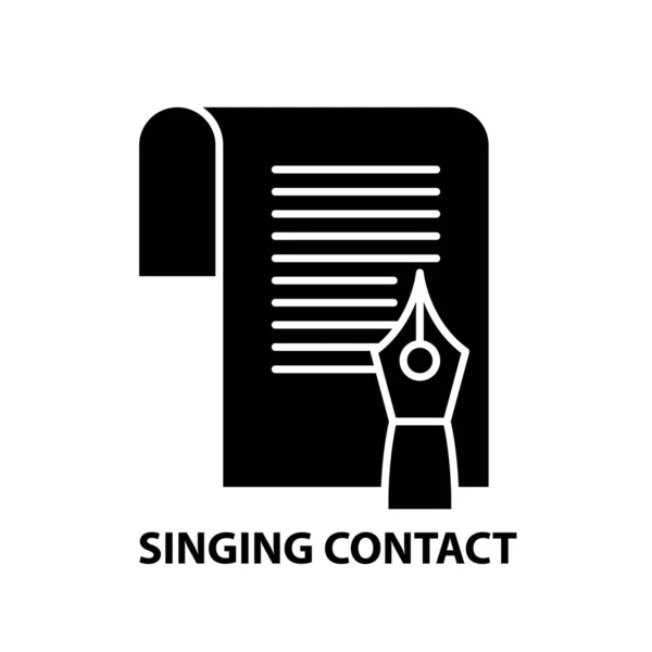 歌う連絡先アイコン編集可能なストロークと黒のベクトル記号コンセプトイラスト — ストックベクタ
