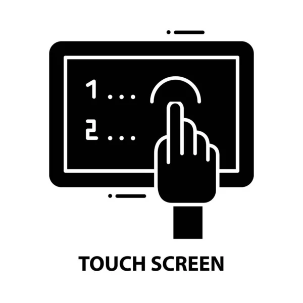 Ícone de tela sensível ao toque, sinal de vetor preto com traços editáveis, ilustração conceito — Vetor de Stock