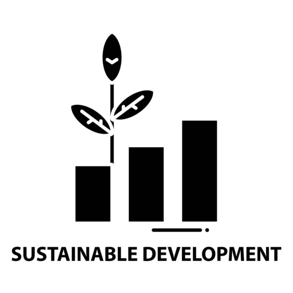 Ikona zrównoważonego rozwoju, czarny znak wektora z edytowalnymi pociągnięciami, ilustracja koncepcji — Wektor stockowy