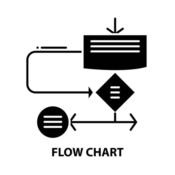Flow chart icon, black vector sign with editable strokes, concept illustration — Stock Vector