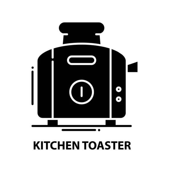 Icône grille-pain de cuisine, panneau vectoriel noir avec touches modifiables, illustration de concept — Image vectorielle
