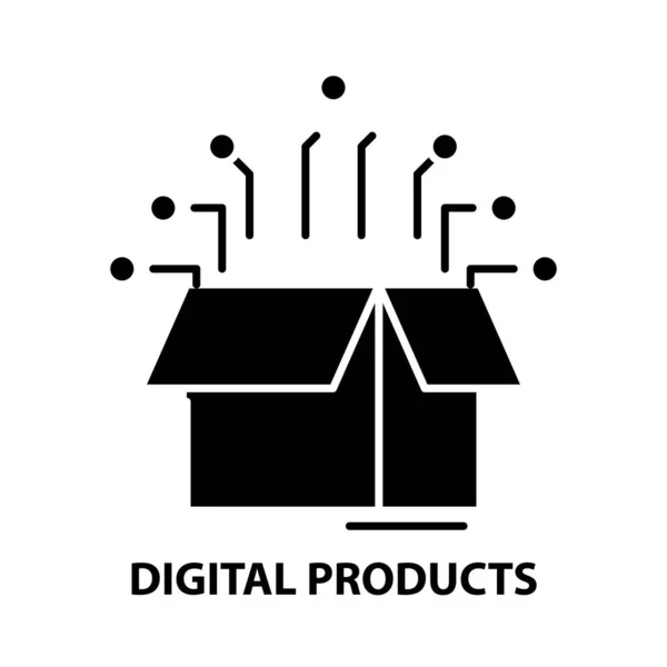 数字产品图标,带有可编辑笔划的黑色矢量符号,概念图 — 图库矢量图片