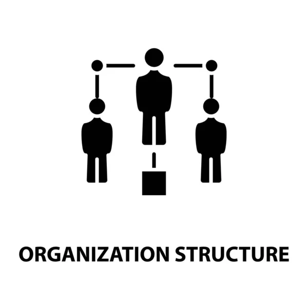 Ikona organizační struktury, černý vektorový znak s upravitelnými tahy, koncept ilustrace — Stockový vektor