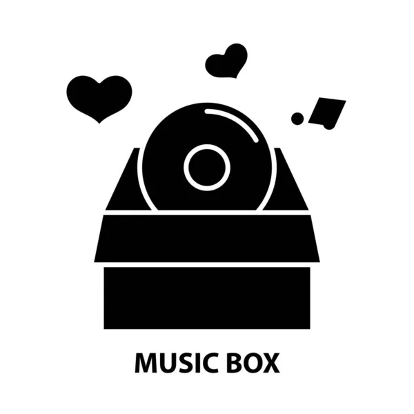 Ícone da caixa de música, sinal de vetor preto com traços editáveis, ilustração conceito — Vetor de Stock
