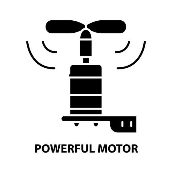 Ισχυρό εικονίδιο κινητήρα, μαύρο σύμβολο διάνυσμα με επεξεργάσιμο εγκεφαλικά επεισόδια, εικονογράφηση έννοια — Διανυσματικό Αρχείο